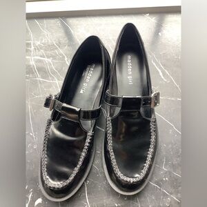 Madden Girl Black Patent Mary Jane Loafers with Braided Trim 9